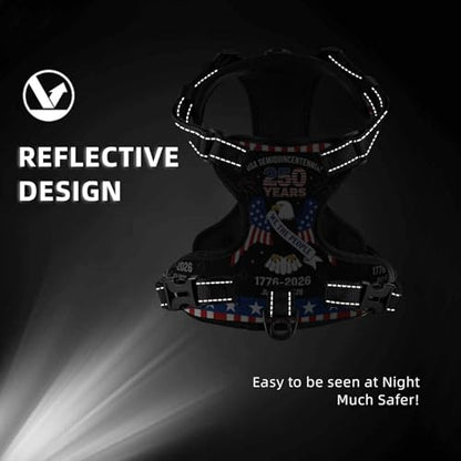 250 Years We the People Reflective Dog Harness No Pull Soft Vest Harness for Small Medium Large Dog Puppy Pets (Large Size) - color: 250 Years We the People, size: Large