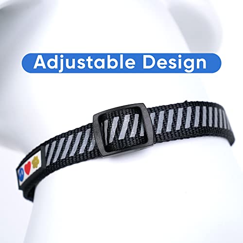 Pawtitas Reflective Dog Collar - Personalized Name & Phone Number, Adjustable for Small Dogs & Puppies - Black - color: Customized Black, size: X-Small (Pack of 1)