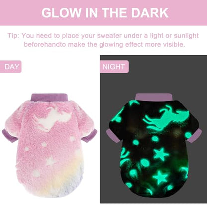 Dog Sweaters for Small Dogs Male Female Night Glow Doggy Clothes Girl Boy, Warm Pullover Dog Sweatshirt, Winter Pet Coat Jacket Cat Costume, Small Doggie Sweater Puppy Outfit, Pink, XS - color: Night Glow Pink, size: X-Small (Chest 13in )