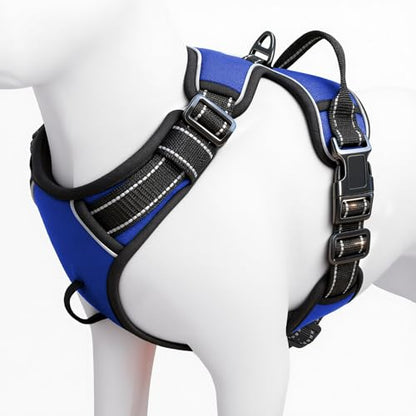 No Pull Dog Harness, No Chock Reflective Adjustable Soft Padded Pet Vest with Easy Control Handle, Easy Wearing with Stylish, Reinforced Knot, 2 Buckles - color: Dazzling Blue, size: X-Small