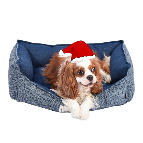FluffyDream Small Dog Bed, Super Soft Pet Bed Furniture, Suitable for Dogs Up to 30lbs, 24'' x 20'', Dark Blue - color: Dark Blue