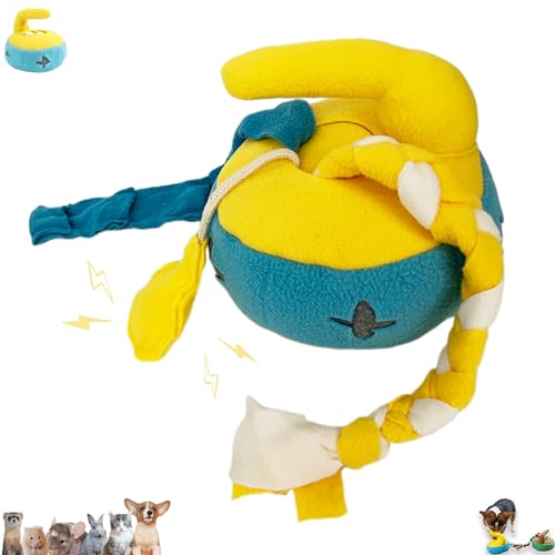 Engage Your Furry Friend with Our Stimulating Dog Toys Hide and Seek Puzzle Chew Squeak Toy-Cute Interactive Curling Toys- Perfect for Small Medium Dogs Cats Rabbits(Yellow) - color: YELLOW