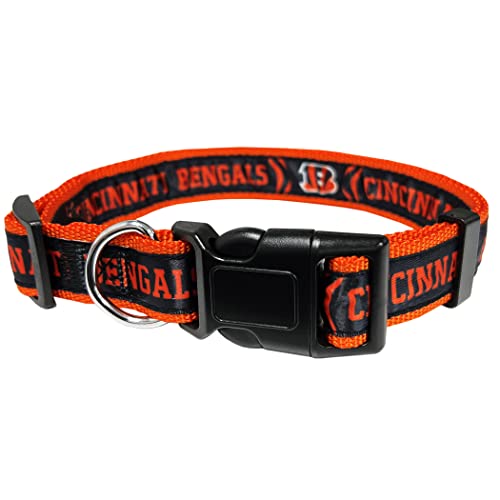 NFL PET Collar Cincinnati Bengals Dog Collar, Large Football Team Collar for Dogs & Cats. A Shiny & Colorful Cat Collar & Dog Collar Licensed by the NFL - color: Cincinnati Bengals, size: Large