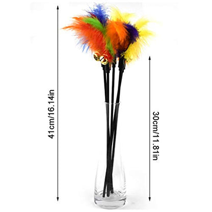 Toy Wand Feather Interactive Toy Kitten Indoor and Outdoor Pet Activity Game Interactive Wand Bouncer Plush Feather String Toy