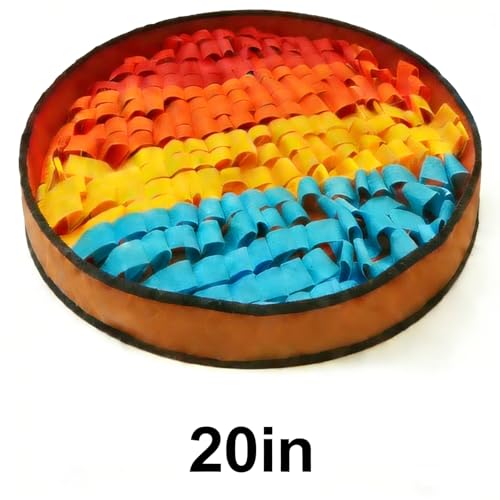 Snuffle Mat for Dogs Large Breed - 20 Inch Round Dog Sniffing Mat with 3 Suction Cups & Non-Slip Base, Slow Feeder Puzzle Toy for Mental Stimulation, Anxiety Relief, Durable Machine Washable (Rainbow) - color: Rainbow
