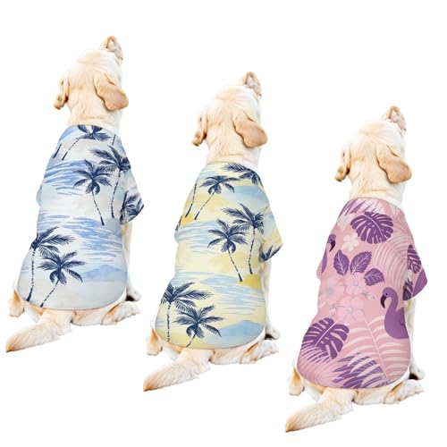 Dog Hawaiian Shirt 3 Pack, Breathable Cool Dog Summer Clothes for Puppy Small Medium Large Dogs Cats, Pet Outfit with Tropical Prints, Perfect for Beach Seaside Outdoor-Style 2 - color: Multi-colored2