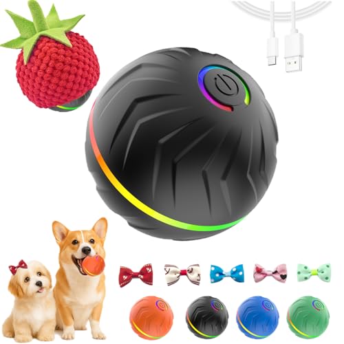 2026 T01 Interactive Dog Toys, Vibrating Dog Ball Motion Activated Dog Toy for Small, Medium, Large Dogs, USB Rechargeable Smart Moving Dog Toy for Indoor and Outdoor Play, Dog Toys to Keep Them Busy - color: Black