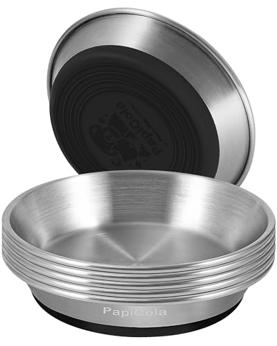 Stainless Steel Cat Bowls 6PCS, Non-Slip cat Food Dishes, Metal Pet Food and Water Bowls, Whisker Friendly with Wide and Shallow Design, 6.3'' Wide, 0.7mm Thick Steel, Pet Dish for Kitten and Dog - color: 6PC-6.3in