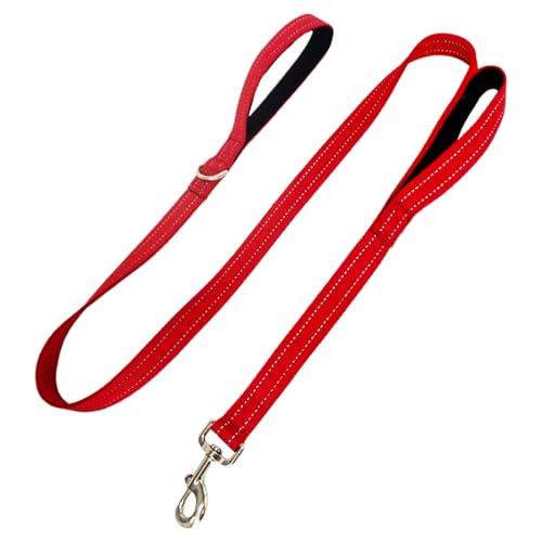 Dual Padded Handle Standard Dog Leashes with Reflective Stitching,360° Rotatable Heavy Duty Metal Buckle,D-Ring,Durable Nylon,for Medium Sized Dogs from 20 to 60 Pounds Walking and Training Red, 5Ft - color: Red, size: 5Ft