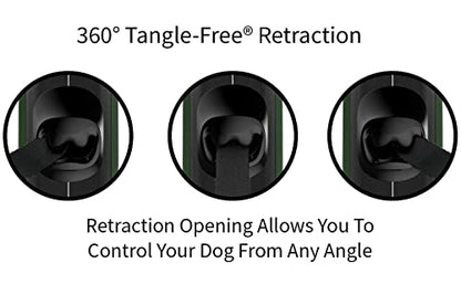 TUG Oval 360° Tangle-Free Retractable Dog Leash with Integrated Waste Bag Dispenser (Small, Green) - color: Green, size: Small