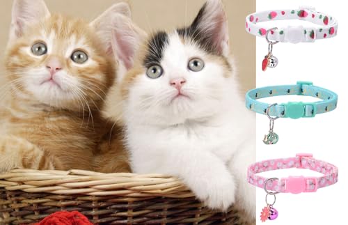 10PC Floral Cat Collar Set with Bells - Breakaway Safety for Kittens and Small Cats (#2) - color: #2
