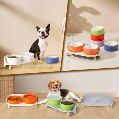 Raised Dog Feeder Bowl Stand - Elevated Dining Table for Small and Medium Dogs and Cats - Fits Food and Water Dish up to 6" Diameter - Milky White (Bowls Not Included) - color: Milky White, size: Medium