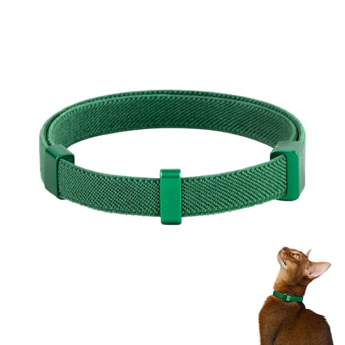 Safety Cat Collar Pro, Lightweight Elastic Release Non Breakaway Cat Collar Adjustable with Snap Fastener for Kitten All Small Large Cats, US IDA Gold Award (Alpine Green, S 5.9-11.8") - color: Alpine Green, size: S 5.9-11.8"