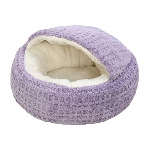 Private Covered Cat Bed - Lightweight Cat House, 15.75 Inches Puppy Bed for Pets Rest Area, Soft Plush Comfort Pets Cave, Pet House, Feline Beds for Small Pet Indoor Shelter - color: Purple