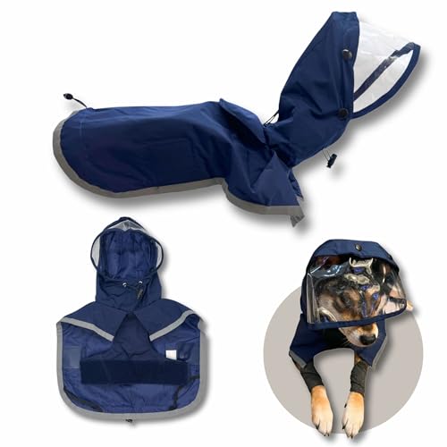 Dog Raincoat, Water Resistant, Adjustable, Cool Design (Dark Blue, X-Small) - color: Dark Blue, size: X-Small
