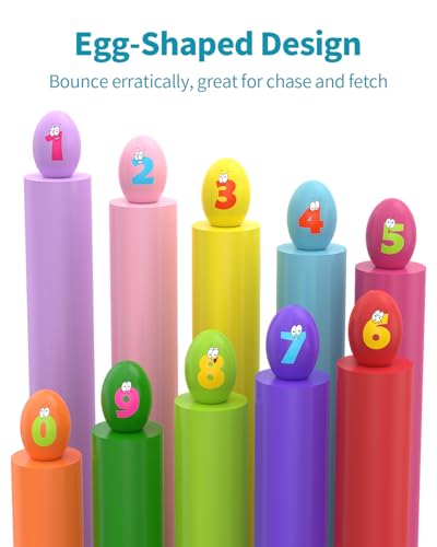 Squeaky Dog Toys for Small Dogs, 3 Pack Soft Puppy Chew Toy Set, Funny Numbers Squeaky Dog Balls, Interactive Fetch Playing Egg Balls for Puppy Small Breeds, 1.7"*2.4" - style: 3 Pack-B