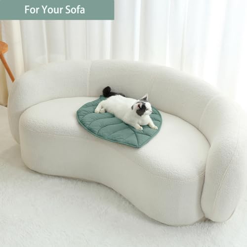 Letalong 30 X 20 Inch Leaf Shaped Cotton Cat Bed Pad, Warming Cat Mat, Pet Warming Pad for Cats, Warmer Mat for Feral and Indoor Cats, 2025 Enlarged and Thickened Leaf Beds - color: Green-01