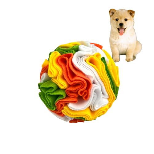 Dog Snuffle Ball, Dog Treat Toys Interactive Sniff Ball, Dog Enrichment Snuffle Ball Dog Puzzle Feeder for Exercise,Sniff Training& Slow Feeding (Orange White Mix, 15cm) - color: Orange white mix