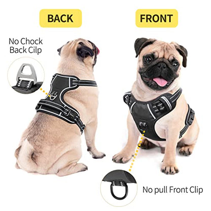 HEELE Dog Harness Dog Harness Small Dog No Pull Harness with Soft Handle Reflective Harness Adjustable, Black, S - color: Black, size: S