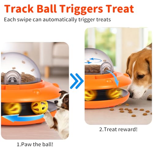 Interactive Dog Ball Track Toys - Automatic Dog Track Ball Treat Puzzle with Remote Control for Dogs Food Dispensing, Pets Enrichment IQ Training Gift, Rechargeable Electronic Slow Feeder