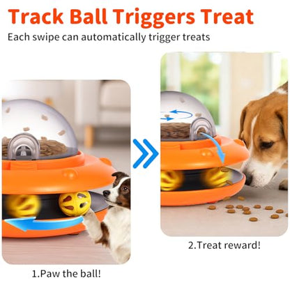 Interactive Dog Ball Track Toys - Automatic Dog Track Ball Treat Puzzle with Remote Control for Dogs Food Dispensing, Pets Enrichment IQ Training Gift, Rechargeable Electronic Slow Feeder