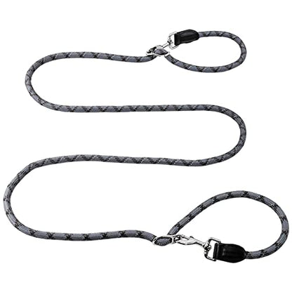 Hands Free Dog Leash(8.5ft), 8 in 1 Multifunction Nylon Double Leash for Dogs,1.2cm Adjustable Waist with Reflective Stitching for Training -Grey - color: Grey