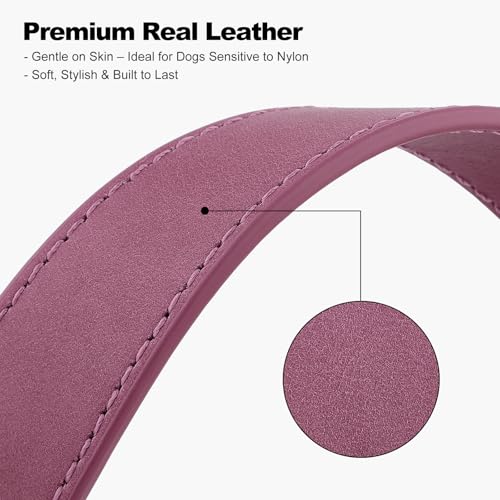 Plutus Pet Genuine Leather Dog Collar – Adjustable Pet Collar with Quick Release Metal Buckle, Soft Real Leather for Small Medium Large Dogs, Heavy Duty & Skin-Friendly (Purple, XS) - color: Purple, size: XS