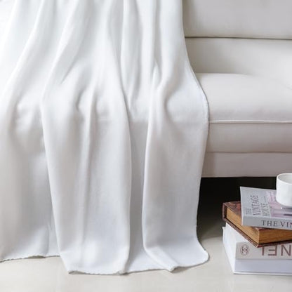 ZYFZCYBL Fleece Throw Blankets Lightweight Warm Soft Cozy Pet-Friendly Bulk Fleece Throw Blanket Solid for Home Bed, Sofa，Office,Gifts, Couch (Pack of 6-50 x 60 inch，White) - color: White