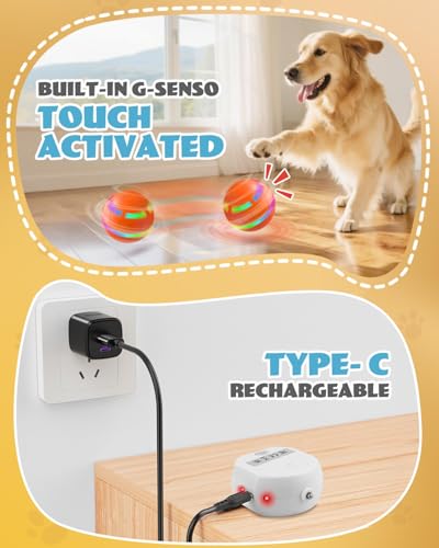 Interactive Dog Toys, Remote Control Interactive Ball for Medium/Large Dogs, Self-Rolling & Jumping Chew Proof Dog Ball, Gift for Dog Puppy Pet Christmas