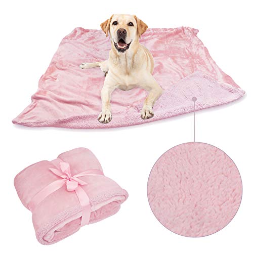 Pink Large Dog Blanket, Super Soft Fluffy Sherpa Fleece Dog Couch Blankets and Throws for Large Medium Small Dogs Puppy Doggy Pet Cats, 50x60 inches - color: Pink