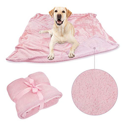 Pink Large Dog Blanket, Super Soft Fluffy Sherpa Fleece Dog Couch Blankets and Throws for Large Medium Small Dogs Puppy Doggy Pet Cats, 50x60 inches - color: Pink