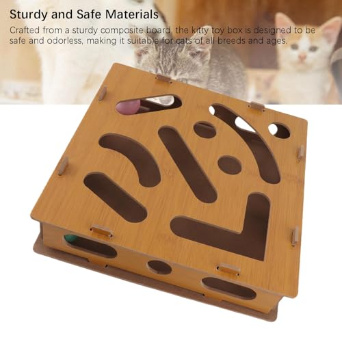 Cat Puzzle Toy Box, Composite Board, 11.02x11.02 in, Bell Ball Maze, Mental Physical Exercise, Indoor Cat Toy, Appearance Random