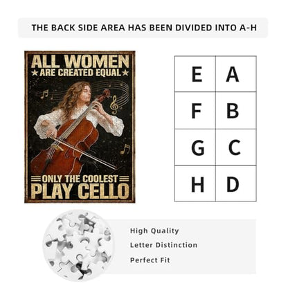1000 Pieces Jigsaw Puzzles for Adults, All Women are Created Equal Only The Coolest Play Cello Art Puzzle, Stress Relief Logical Thinking Brain Teaser Puzzle 29.5x19.7 Inch - color: Wooden Puzzle1, size: 1000 Piece pcs