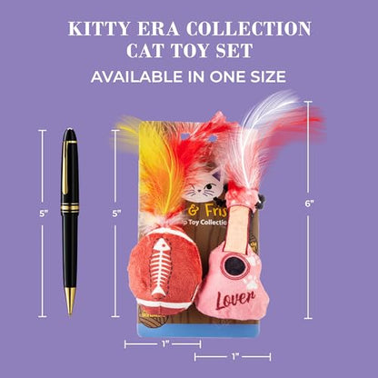 Haute Diggity Kitty Era Collection Set, Plush Cat Toys Catnip Filled with Interactive Crackle Sound, Safe & Durable Toys for Cat & Kitten, 2 Pcs - style: Kitty Guitar + Plush Football