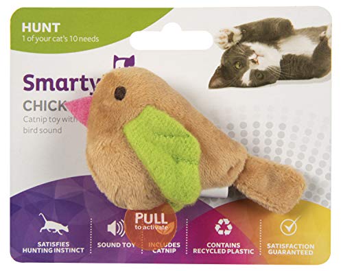 SmartyKat Chickadee Chirp Electronic Sound Cat Toy, Contains Catnip, Battery Powered - Light Brown, One Size - size: One Size, style: Chickadee Chirp