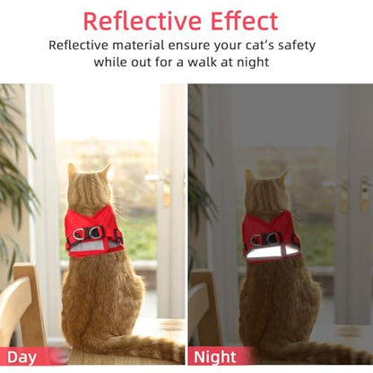 Cat & Dog Vest Harness - All Weather Mesh, Reflective Strap, Step-in Adjustable for Small Cats & Dogs (Red, XS) - color: Red, size: X-Small (Chest: 8"-9")