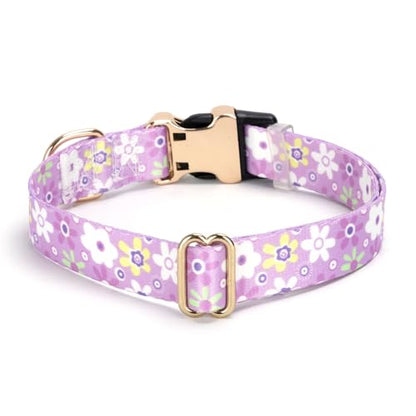 Personalized Custom Customized Silent No Jingle Dog Collar with Engraved ID Dog Name Phone Number/Dog Collars for Puppy X-Small Small Medium Large X-Large Boy Girl Dogs-Purple Flower-XS - color: 14 Purple Flower, size: X-Small (0.6" *7.8"-11.8")