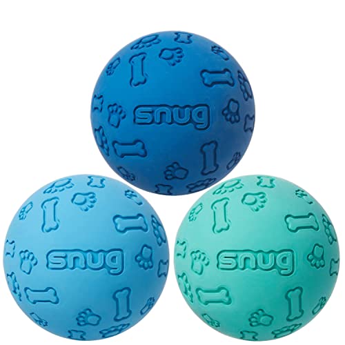 Snug Rubber Dog Balls for Small and Medium Dogs - Tennis Ball Size - Virtually Indestructible (3 Pack - Cool) - color: Cool