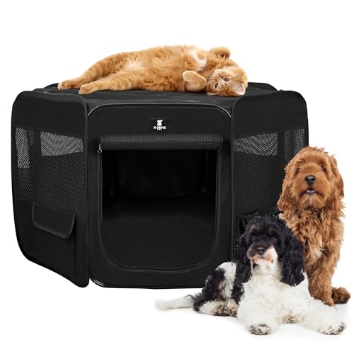 X-ZONE PET Dog Playpen Portable Pet Play Pens for Puppies, Cat, Rabbit, Chicks, Foldable Exercise Play Tent Kennel Crate, Indoor/Outdoor Travel Camping Black X-Large - color: Black, size: XL