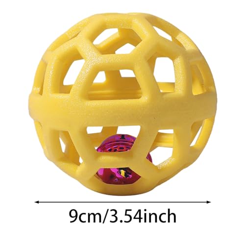 Dog Chew Toys with Bell Sound, 3 Rubber Bouncy Ball for Medium/Large Dogs, Interactive Fetch Ball Teeth Cleaning&Training, Hollow Design with Internal Bells (Orange) - color: Orange