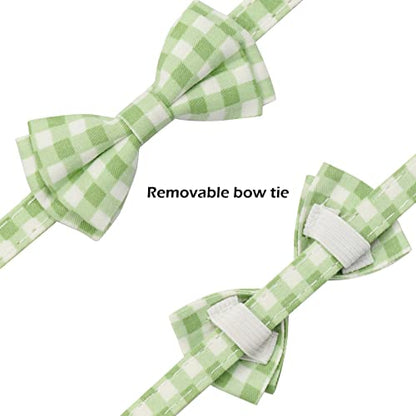 Bowtie Cat Collars Breakaway with Bell, Adjustable Cute Kitty Collars Safety Buckle Kitten Collar for Cat Puppy 7.5-11in (Green Plaid) - color: Green Plaid