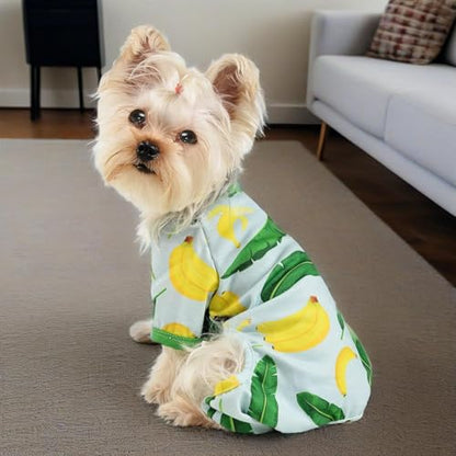 Dog Pajamas for Small Dogs, Soft Thin Pjs Jammies Cat Doggie, Summer Pet Cute Puppy Clothes Outfits Dogs Boy Girl(Banana,S) - color: Banana, size: Small (Chest 14.2 in)