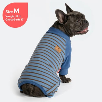 KYEESE Dog Pajamas, Soft Dog Pajamas for Small Dogs Boy Girl, Comfy Dogs PJS Lightweight Onesie Clothes, Stretchy Jammies Pet Sleepwear, Pet Jumpsuit Outfit, Blue Striped, L - color: 02# Blue Striped, size: Large (15-22lbs)