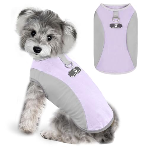 Dog Cooling Vest with D-Ring Dog Tshirt Sun Protection Small Puppy Clothes for Girls Boys Stretchy Shirts for Dogs Lightweight Breathable Shirt French Bulldog Frenchie Dachshund Clothes - color: 1Pack Purple, size: Medium