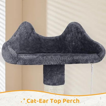 Yaheetech Cat Tree | 54-Inch Multi-Level Cat Tower | with 3 Scratching Posts, Plush Condo, Top Perch, Hammock & Climbing Ladder | Play House | for Indoor Cats | Dark Gray - color: Dark Gray