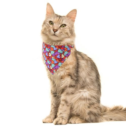 Valentine's Day Cat Collar Breakaway with Cute Bandana and Bell for Kitty Adjustable Safety Love Heart - color: Valentine-bandana