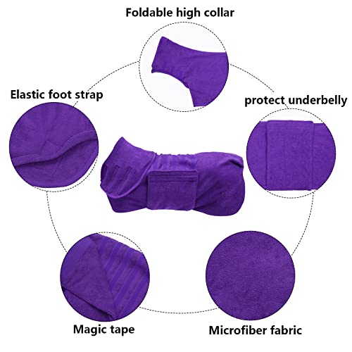 Geyecete Dog Drying Coat - Dog Bathrobe Towel - Microfibre Fast Drying Super Absorbent Pet Cat Bath Robe Towel, Luxuriously Soft - Purple - S - color: Purple, size: Small