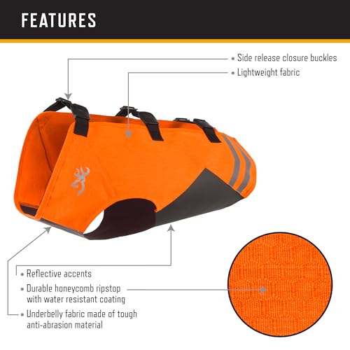 Browning Pet Vests, Hi Vis Safety Vests for Dogs, Saftey Orange, Medium, Full Coverage - size: Medium, style: Full Coverage Vest