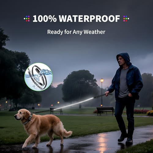 Night Walking LED Dog Leash - 6FT Reflective & Waterproof Light Up Safety Leashes for Dogs - USB Rechargeable, White - color: White(Fiber optic version)