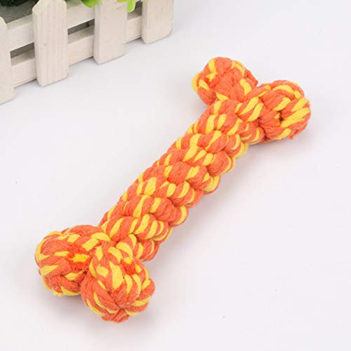 Dog Rope Toy Bone Pet Teeth Cleaning Toy - 2 Handmade Gifts for Puppies - color: colorful bone